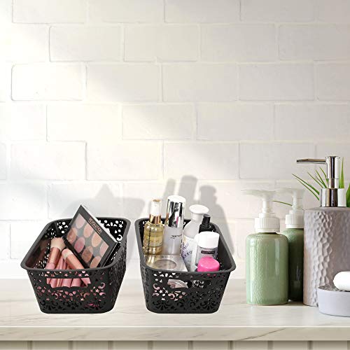 Image of Cutting EDGE Plastic Turkish Storage Basket, Small, Black (Set of 2)