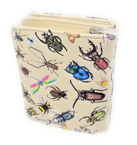 Shag Wear Insect Mania Small Nature Wallet For Women and Teen Girls Vegan Faux Leather 4.5" Beige2
