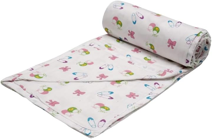 Trance Home Linen 100% Cotton | Kids Dohar | Double Bed | 150 GSM | Reversible Ac Comforter | Light Weight All Season Soft Blanket (84x90 Inches | Pins and Bow)