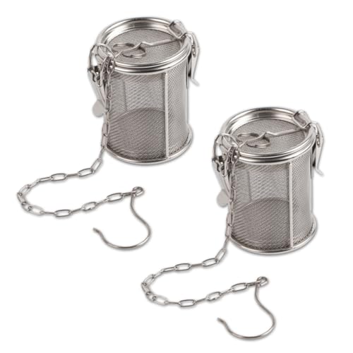 2 infusores de té, colador de bolas de té de acero inoxidable, sopa, té de hojas sueltas, más empinado con gancho de cadena larga, cesta de separación de condimentos, colador de (8 x 10 cm)