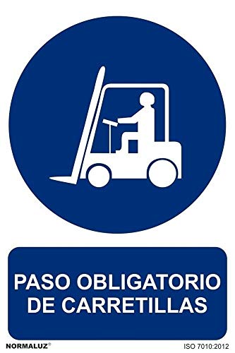 Señal Paso Obligatorio De Carretillas Con Tintas Uv | 300 X 400 Mm - Pvc Glasspack 0'7 Mm En Oferta Normaluz Rd21042 - Señal Paso Obligatorio De Carretillas Pvc Glasspack 0,7Mm 30X40 Cm Con Cte, Ripci