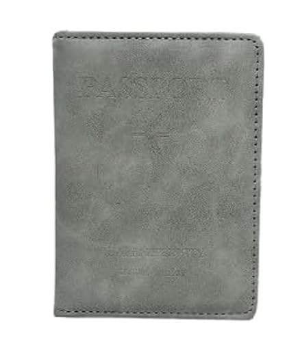 JUIARA Passport Holder Cover Travel Wallet Organiser, Passport Case with RFID Blocking, PU Leather Travel Document Holder for Men & Women Travel Accessories (Grey)