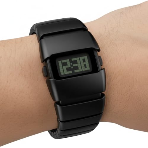 Image of ON TIME OCTUS Unisex Retro Digital Watch | Futuristic Link Strap | LED Display Wristwatch for Men, Women