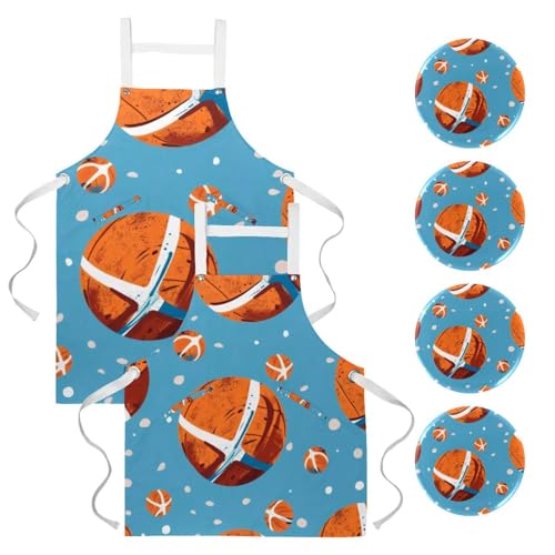 Tabliers de cuisine à motif basketball avec 4 broches ajustables
