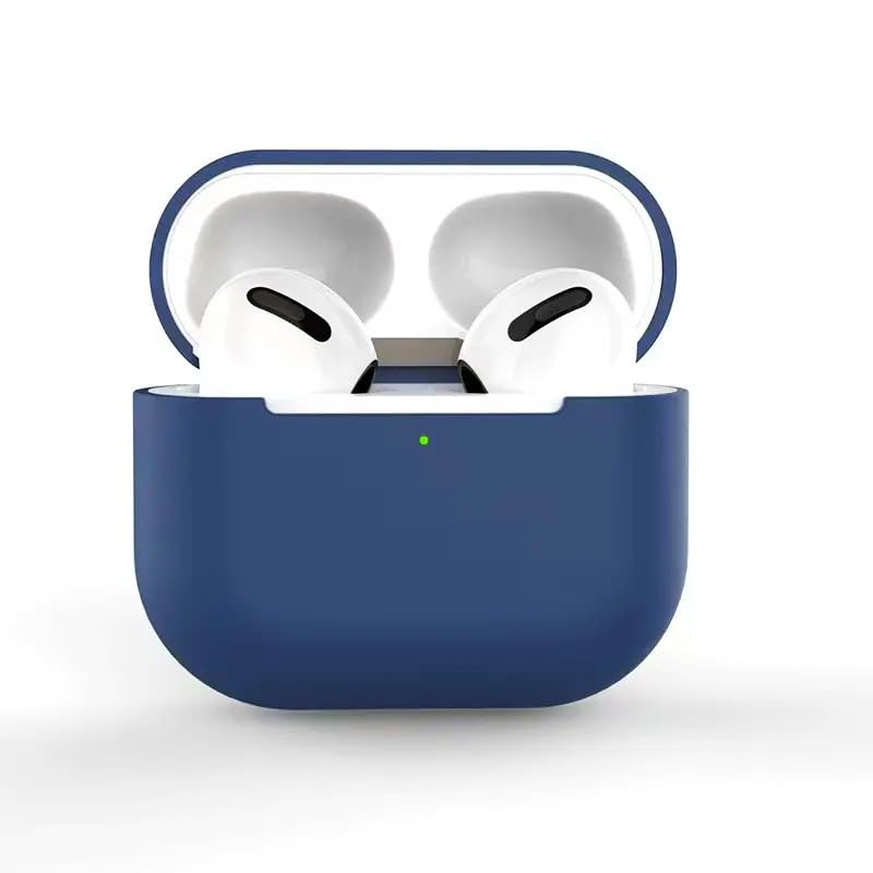 Image of Airpods 4 Cover Silicone Case (2024) Active Noise Cancellation (ANC) with Keychain Protective Case (Navy Blue)