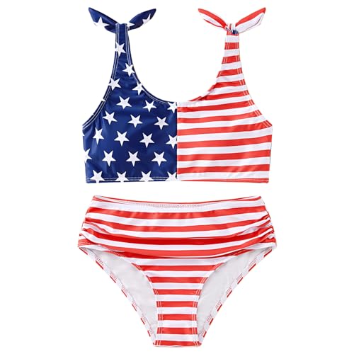 Image of Toddler Girls Swimsuit Bowknot Swimwear Kids Two Piece Bathing Suits Bikini Set for Girls 2-12 Years