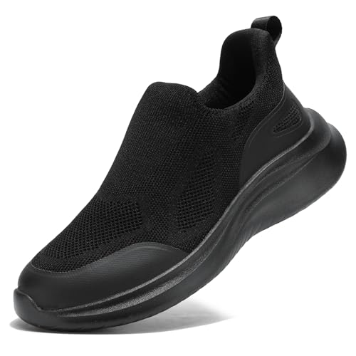 Men's Slip On Walking Shoes Non Slip Running Tennis Sneakers Cushion Cross Training Laceles Lightweight Breathable Athletic Gym Workout Casual