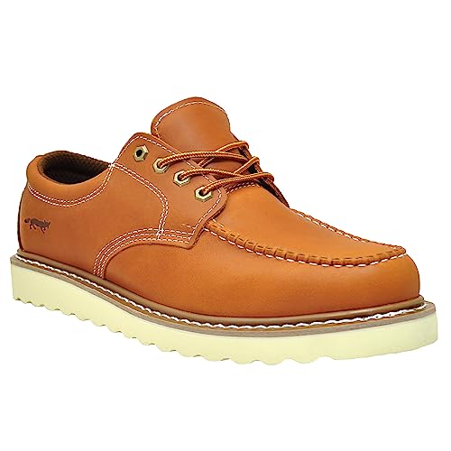 Image of Golden Fox Work Shoe 4 inch Moc Toe Leather Men's Oxford for Construction & Casual