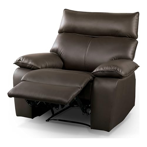 Sillón con diseño reclinable piel marrón
