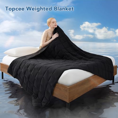 Topcee Weighted Blanket for Adults (20 lbs, 60" x 80") Queen Size Soft Cooling Heavy Blanket Sleeping, Apply to 190-210 lbs Body, Thick Breathable Blanket with Glass Bead, Easy Care