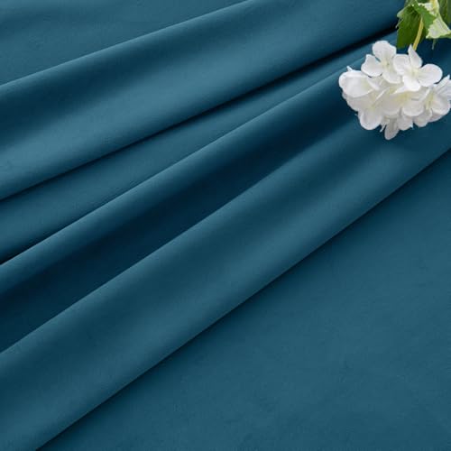 Image of MIULEE Velvet Curtains 50W x 90L 2 Panels Peacock Blue Blackout Curtains | Luxury velvet fabric, pinch pleat design, back tab hooks, thermal insulated, blackout light blocking, for living room bedroom