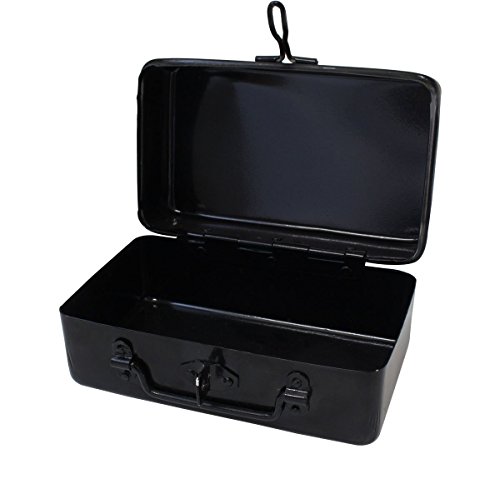 Image of Bin Buddy Black Steel Metal Lock Box For Padlock | Size 8 inch x 4.5 inch x 4 inch Design | Great For Securely Storing Cash, Passport, Jewelry, and All Other Valuables