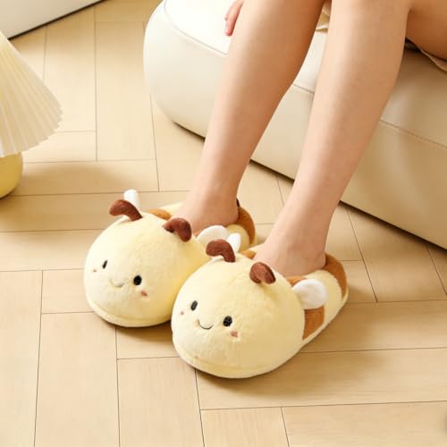 Image of Fluffy Hippo & Elephant Slippers - Oversized Warm House Slippers for Adults | Non-Slip Soft-Sole Indoor Slippers