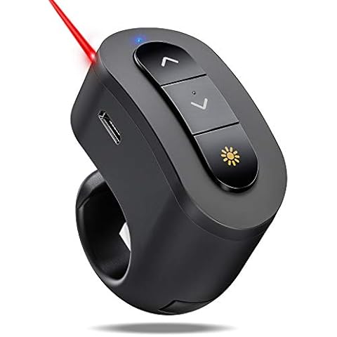 Rechargeable Finger Ring Wireless Presenter Clicker for PowerPoint, Keynote, Mac, Laptop - USB Presentation Remote with 2.4GHz RF Cover