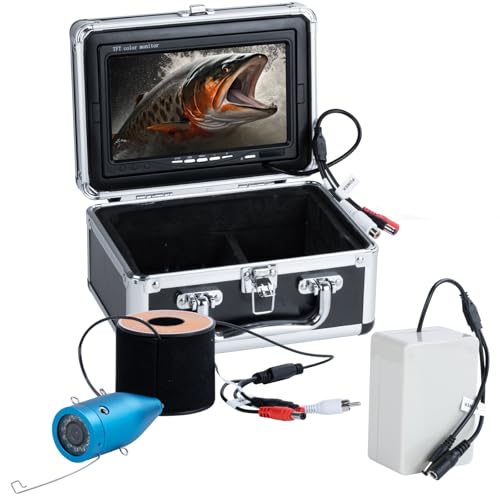 Underwater Fishing Camera, Portable Video Cameras Fish Finder, 7 Inch HD LCD Monitor, 12 pcs Infrared Lights Night Vision, Waterproof Fishing Camera for Ice Lake Boat Sea Kayak Fishing