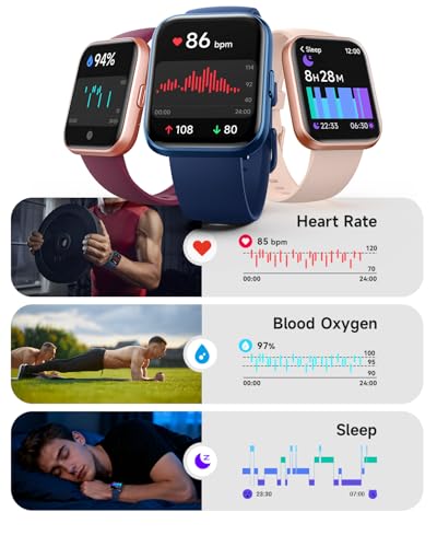 Image of Woneligo Smart Watch for Women, Answer /Make Calls, Alexa Built-in, 1.85 inch Touch Screen Fitness Tracker for Android & iPhone, Heart Rate /Sleep /SpO2 Monitor Smartwatch, Waterproof (Deep Blue)