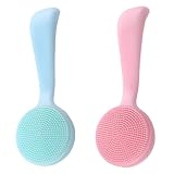 2 Stück Gesichtsreinigungsbürsten-Set, Silikon-Gesichtsreiniger für sanftes Peeling, Pink & Blau Manuelle Gesichtsschrubber für tiefe Porenreinigung, Tragbarer Reise-Gesichts-Peeling-Apparat