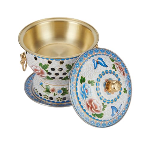 Olla caliente de estilo chino, olla caliente de cobre de Beijing, olla esmaltada antigua de Beijing, olla caliente para una sola persona, reunión familiar, cobre con platillo, olla de calentamiento