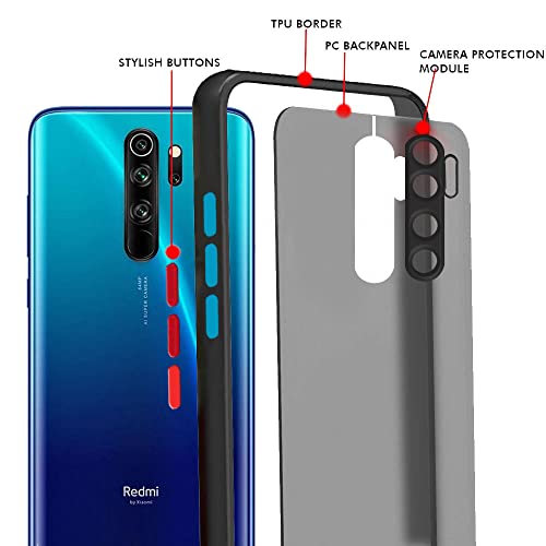 Image of TheGiftKart Translucent Hybrid Back Case Cover for Mi Redmi Note 8 Pro | Smoked Matte Back | 360 Degree Protection | Protective Hard Back Cover Case for Redmi Note 8 Pro (PC & TPU, Black Bumper)
