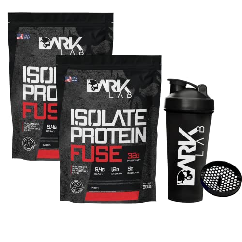 2x Isolate Protein Fuse 900g Cada + Coqueteleira Misturadora 700ml Dark Lab, Kit de Whey para Treino