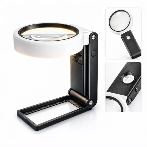 Lupa con Luz 10X 30X y 21 LED – Lupa de Gran Aumento para Personas Mayores, Lectura, Joyería, Monedas y Manualidades.