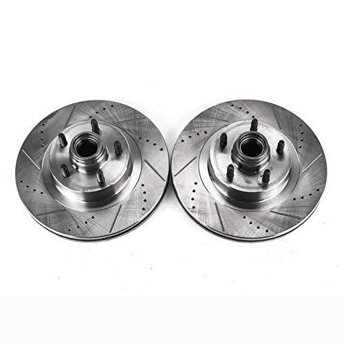 Image of PowerStop Evolution Front Brake Rotors for Ford Explorer Sport 2001-03 | Ford Explorer Sport Trac 2001-05 - Drilled & Slotted Performance Disc Rotors Upgrade, AR8585XPR