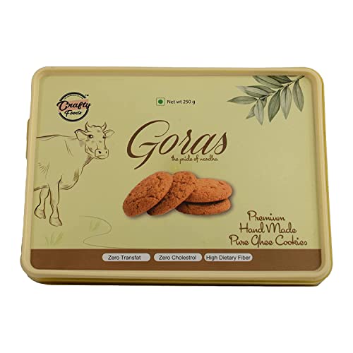 Image of Crafty Foods - The Ingredient of Love - Goras Handmade Pure Ghee Cookies - Cashew Flavoured Best Tasty Teatime Snacks, Healthy & Nutritious 100% -Pack-(2), 500 Grams