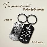 Meinearmbänder Schlüsselanhänger personalisiert aus Edelstahl mit Schwarz/Weiß Bild und Datum - Valentinstag-Geschenk für ihn & sie - Partner Geschenke - Personalisierte Geschenke