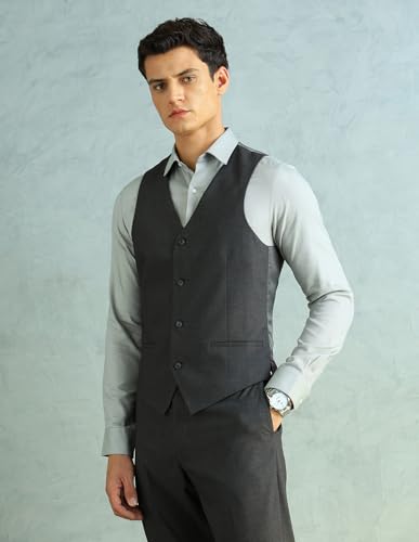 Image of Arrow Men Regular fit Polyester Heathered Waistcoat
