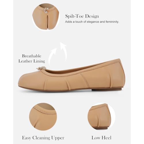 Image of VBDB Tabi Ballet Flats for Women Dressy Casual Shoes Split Toe Wide Flats Light Weight Japanese Shoes