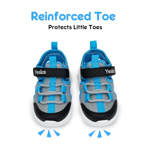 Image of YESKIS Toddler Boys Girls Sport Sandals Outdoor Athletic Hiking Running Tennis Barefoot Shoes Lightweight Closed Toe Adjustable Strap for Toddler and Little Kids