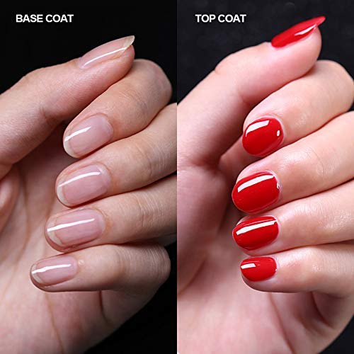 UR SUGAR 15ml Base and No Wipe Top Coat Set for UV LED Gel Nail Polish LED Nail Lamp Big Capacity New Upgraded Formula Long-Lasting Shiny Finish