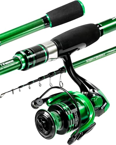Ghosthorn Fishing Rod and Reel Combo, Graphite Telescoping Fishing Pole Travel Compact Rod for Freshwater Saltwater Fishing Gifts for Men Women
