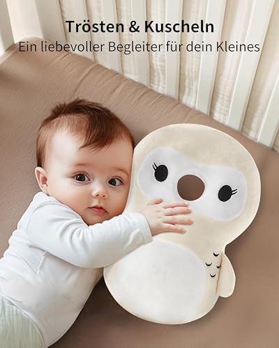 Fortella Baby Kopfschutz Rucksack mit Socken und Knieschonern, Atmungsaktiver Rückenbereich, mit Verstellbarem Trageriemen für 5-24 Monate, zum Krabbeln, Laufen Lernen und Kinderaktivitäten (Eule)