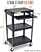 Line Leader AV Cart on Wheels | Height Adjustable Top Shelf & Pullout Keyboard Tray | Includes 15 ft Power Cord with Cord Management | Easy Assembly (42in x 24in x 18in / Black)