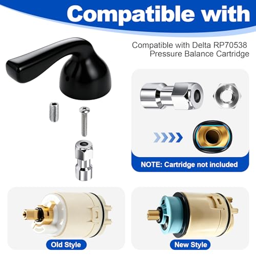 RP74148 Shower Handle Replacement Compatible with Delta Foundation Series Single Handle Tub/Shower Faucets, Single Lever Handle Repair Kit (Matte Black) by Edifla - Image 5