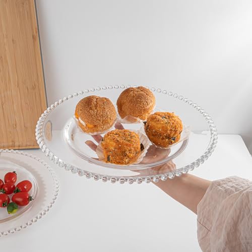 Image of MARTVIA Glass Serving & Dinner Plate 8 Inch, Set of 2 Crystal Clear Glass Plate, Vintage Dinnerware for Pasta,Salad,Dessert Serving Party Fruits, Snacks Home Wedding Decor for Gift Set (MV-8)