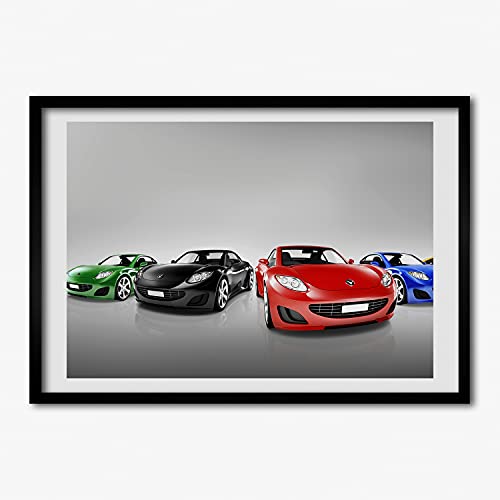 Tableau voitures colorées 70x50 cm pour décorer un salon moderne avec style