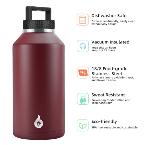 Image of BJPKPK 64oz Insulated Water Bottle, Stainless Steel Vacuum Jug with Handle