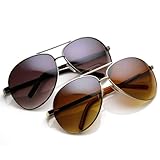 zeroUV - Designer Inspired Large Metal Aviator Sunglasses (2-Pack)