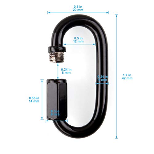 STARVA ST 6 Peças M4 Preto Mosquetão Corrente Conector De Ligações Rápidas 4 Mm De Espessura Oval De