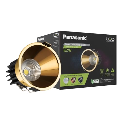 Image of Panasonic 12 Watt Deep Recessed COB Light for Ceiling, Recessed Downlight for Home Decor, Shop, Museum, Restaurant | Yellow Gold Recessed COB Light, Natural White (4000K - PDLM45124)