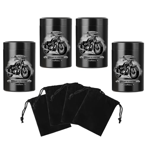 ZWBQAWYJW Small Urns for Human Ashes 2.75 Inch Set of 4 Mini Cremation Urn for Ashes Adult Aluminum Motorcycle Memorial Ashes Keepsake Urn Sharing for Female Male