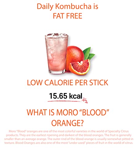 UNHA'S ASIAN SNACK BOX Tea Garden Kombucha Tea Powder Moro Blood Orange Flavor, 5g x 20 Sticks Probiotics, Prebiotics, Fat Free, Sugar Free, Diet Tea, Healthy Drink with Bottle (FREE BOTTLE SHAKER)