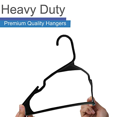 Heshberg Plastic Notched Hangers Space Saving Tubular Clothes Hangers Standard Size Ideal For Everyday Use On Shirts, Coats, Pants, Dress, Skirts, Etc. (20 Pack, Black) #TOP3