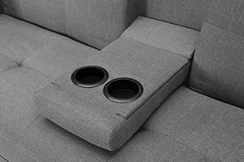 Tulib Convertible Futon Sofa Bed, Folding Loveseat Sleeper Couch With 2 Cup Holders, Adjustable Backest, Metal Legs,Living Room Home Furniture For Small Space, Light Gray #TOP6