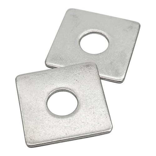 M10 x 30 x 30 x 2mm Square Washer,201 Stainless Steel Square Flat Washer Plate,Anti-Loosening Plate Fastener for Construction and Industrial Equipment(10Pcs)