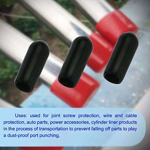 Image of Rubber Round End Cap Cover 0.18 Inch (4.5mm) PVC Flexible Tubing Pipe Bolt Screw Thread Safety Cover 100 Pcs (Black)