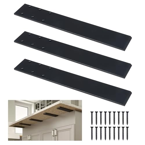 LCGP Countertop Support Brackets, 3 Piece 15" Long Solid Heavy Duty Steel Concealed Kitchen Island Brackets for Granite, Marble, Artificial Stone, Concrete and Laminate Countertop DIY Project