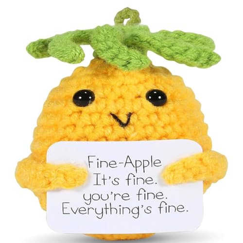 Leyiteng Emotional Support Pineapple Gifts for Women Men 3.15 Inch Positive Pineapple Handmade Cute Knitted Crochet Doll Good Luck Charm Funny Leaving Gifts for Coworkers Colleague Friend Woman Man